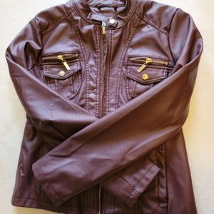 Miss Selfie burgundy leather jacket